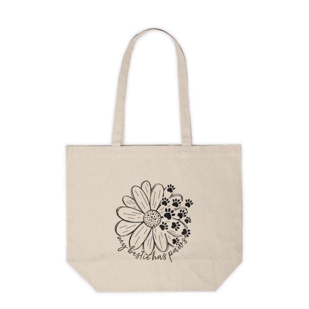 My Bestie Has Paws Custom Canvas Tote Bag